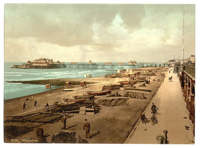 The Pier from the east, Brighton, England by Photochrom Print Collection