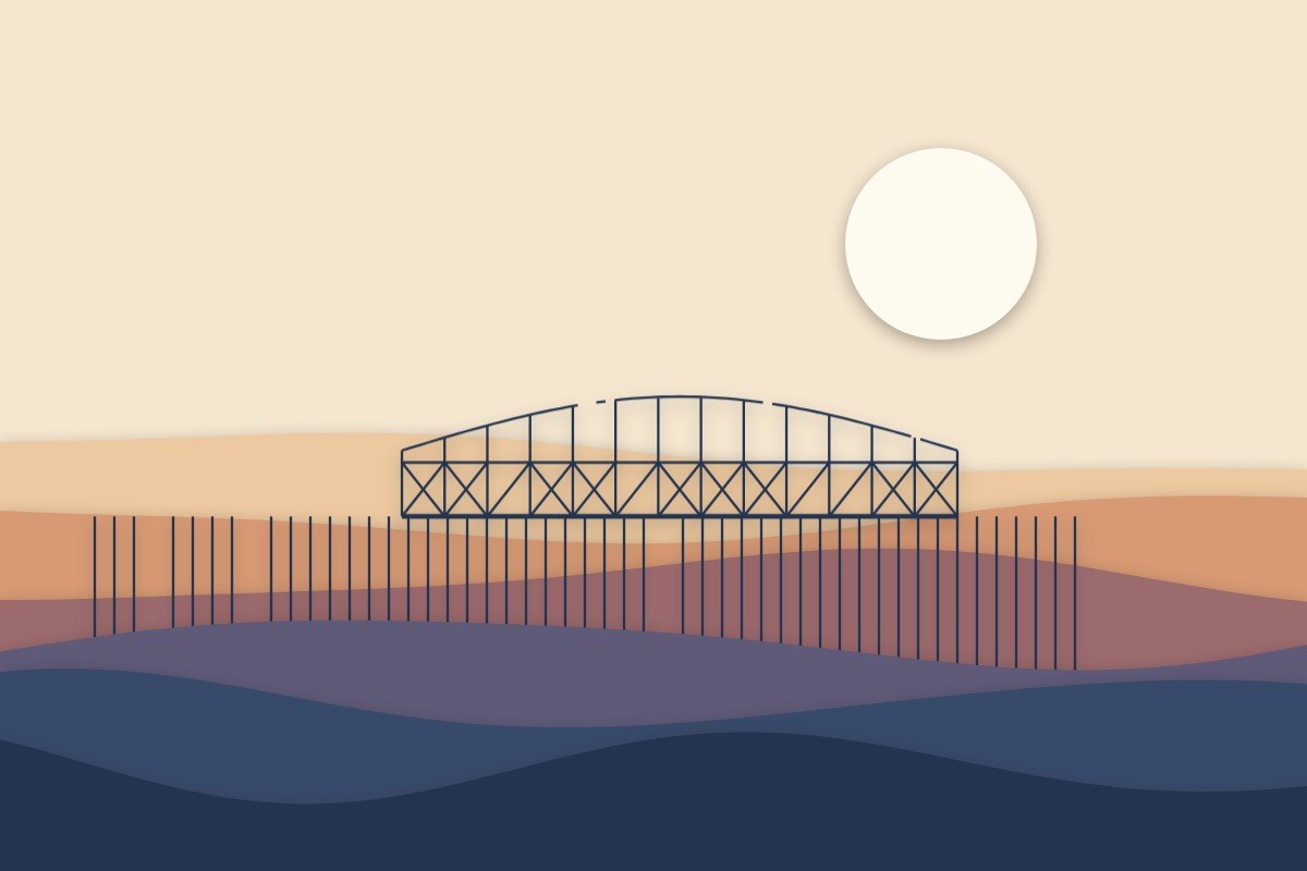 AI-made generative artwork: Cut paper, five layers. A stylised, animated image of Brighton West Pier, not a photograph.