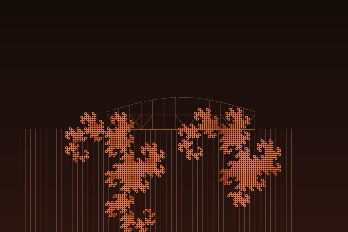 AI-made generative artwork: The dragon under the pier. A stylised, animated image of Brighton West Pier, not a photograph.