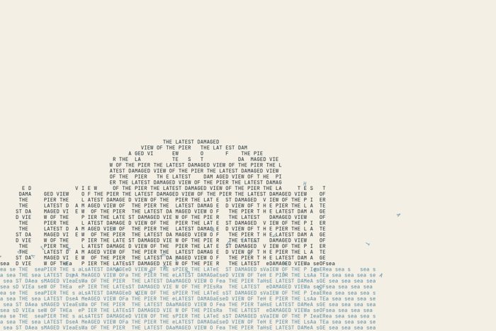 AI-made generative artwork: Typed out of its own title. A stylised, animated image of Brighton West Pier, not a photograph.