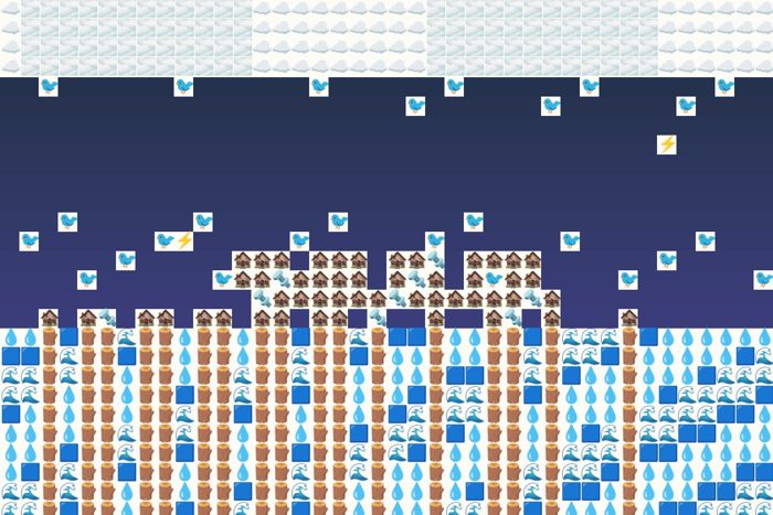 AI-made generative artwork: Emoji mosaic. A stylised, animated image of Brighton West Pier, not a photograph.
