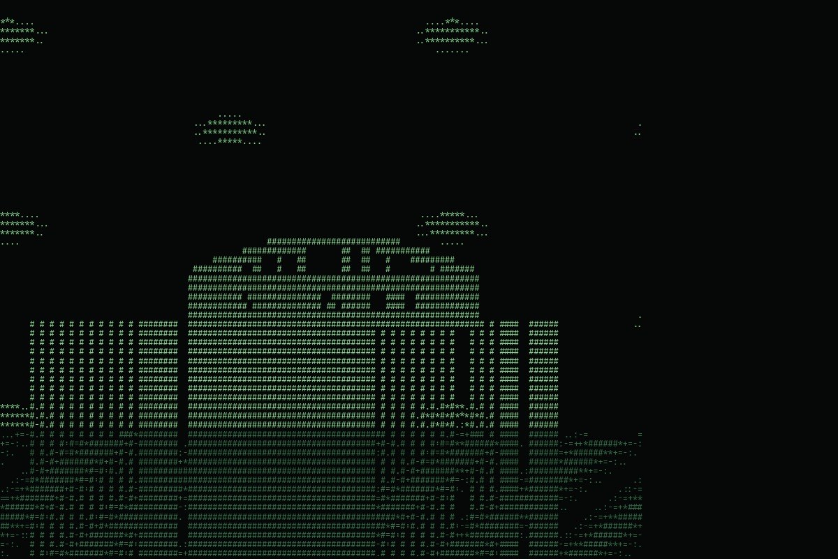AI-made generative artwork: ASCII, from memory. A stylised, animated image of Brighton West Pier, not a photograph.