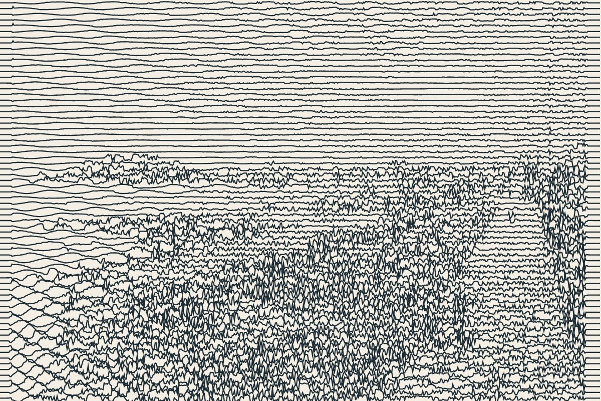 AI-made generative artwork: Photochrom, re-engraved. A stylised, animated image of Brighton West Pier, not a photograph.