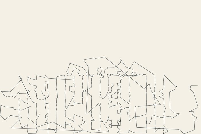 AI-made generative artwork: Without lifting the pen. A stylised, animated image of Brighton West Pier, not a photograph.