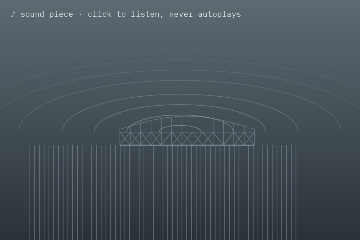 AI-made generative artwork: Foghorn for a pier with no ships. A stylised, animated image of Brighton West Pier, not a photograph.