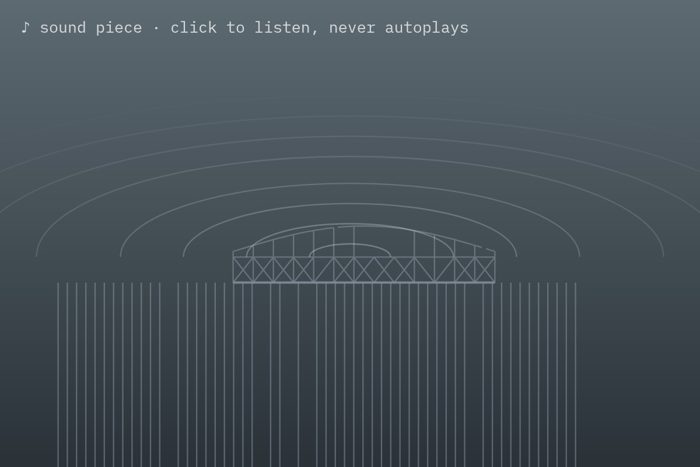 AI-made generative artwork: Foghorn for a pier with no ships. A stylised, animated image of Brighton West Pier, not a photograph.