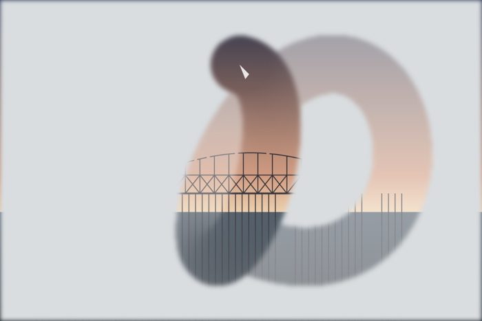 AI-made generative artwork: Wipe the fog off. A stylised, animated image of Brighton West Pier, not a photograph.