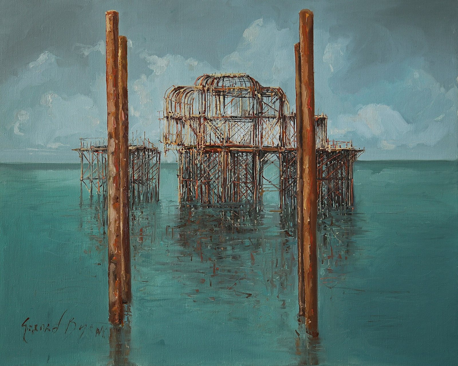 Brighton West Pier: Gerard Byrne Fragility of Life Brighton oil on canvas United Kingdom June 2016 by Agatabyrne
