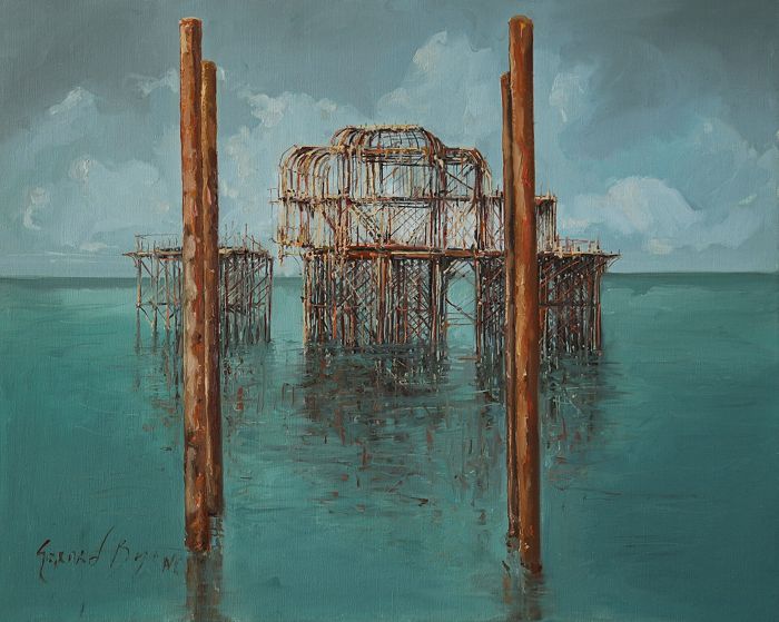 Brighton West Pier: Gerard Byrne Fragility of Life Brighton oil on canvas United Kingdom June 2016 by Agatabyrne