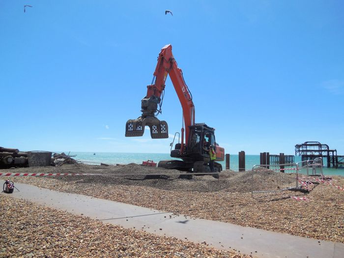 Columns being removed, West Pier - geograph.org.uk - 4016205 by Paul Gillett