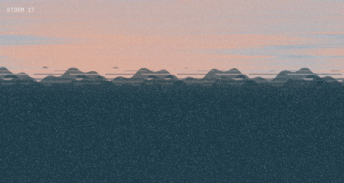 AI-made generative artwork: The storm that never ends. A stylised, animated image of Brighton West Pier, not a photograph.